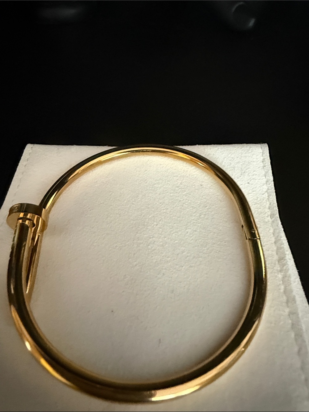 Gold-Tone Nail Bangle Bracelet with Crystal Accents - Picture 5 of 7